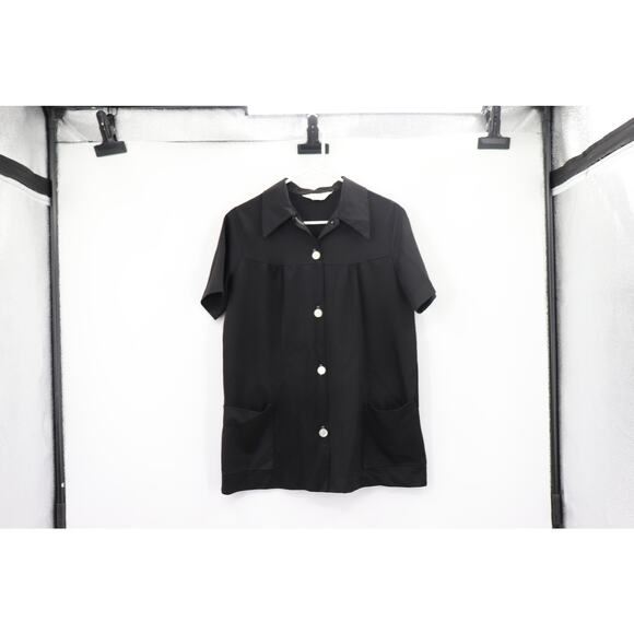 Vintage Black JcPenny Button Front Blouse - Picture 1 of 7